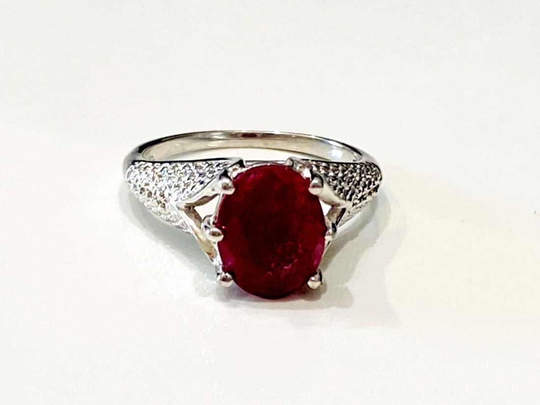 GENUINE RUBY GEMSTONE 3CT OVAL SOLITAIRE RING (1 of 1)