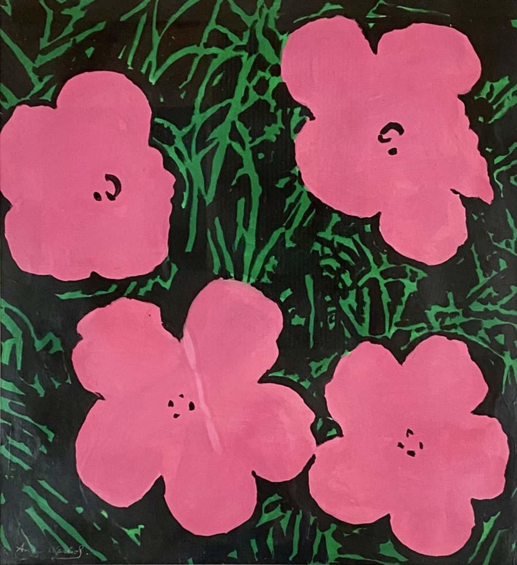 ANDY WARHOL OIL ON PAPER PAINTING V$19,000: 32"HX30"W FRAMED, MINT CONDITION/"in the style of"Andy Warhol was an American artist, film director, and producer who was a leading figure in the visual art movement known as pop art./Private collecti