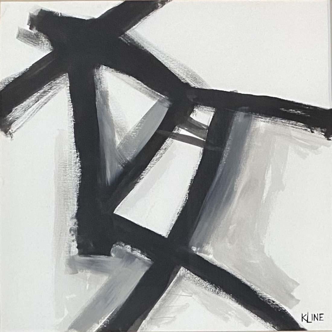 FRANZ KLINE MONOCHROMATIC ABSTRACT OIL/PAPER V$12,000: MEASUREMENTS:33"WX34"H FRAMED MINT CONDITON/"in the style of" Franz Kline was an American painter/Private collection, Liveauctioneers policy requires to state "in the style of", no documentation. We o