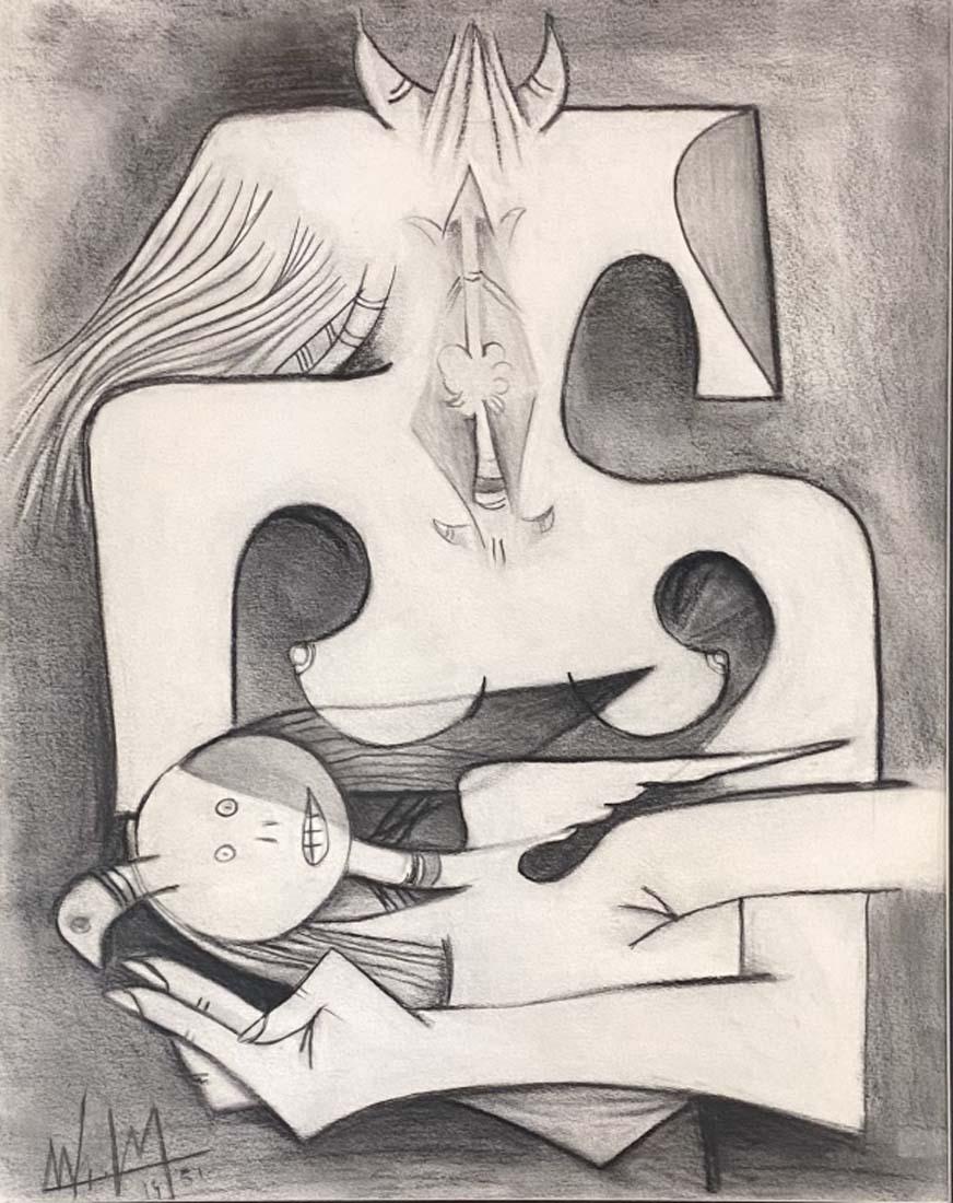 WILFREDO LAM MONOCHROMATIC PASTEL ON PAPER V$28,000 (1 of 3)