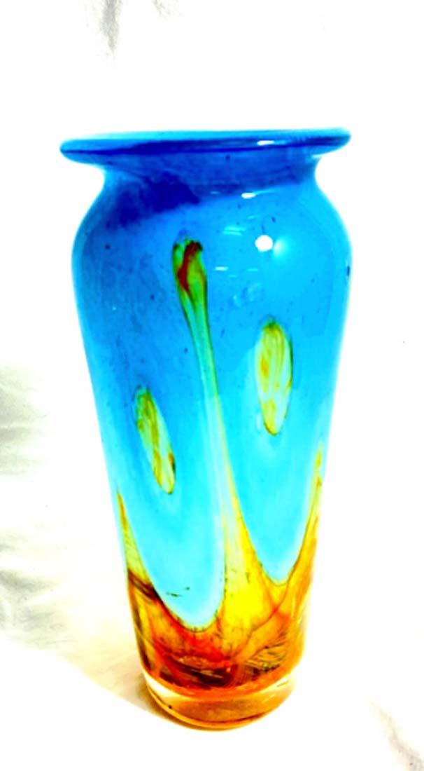 STUNNING SKY BLUE DECO MURANO GLASS ABSTRACT VASE (1 of 1)