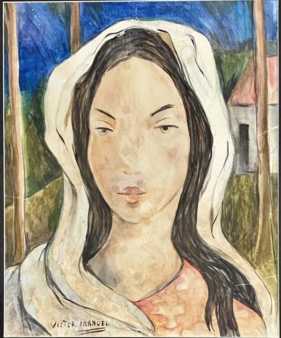 VICTOR MANUEL FIGURATIVE WATERCOLOR ON PAPER V$7,000 (1 of 3)