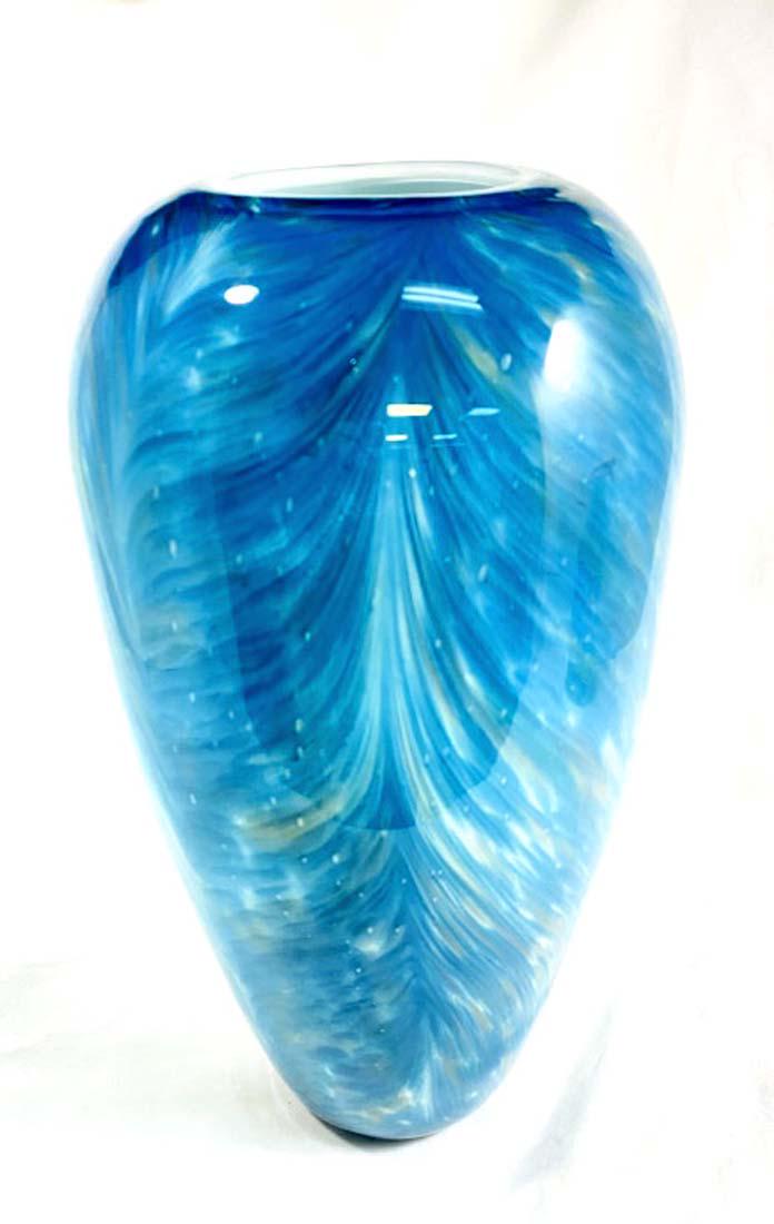 FABULOUS TEAL MURANO GLASS PULLED FEATHER VASE (1 of 1)