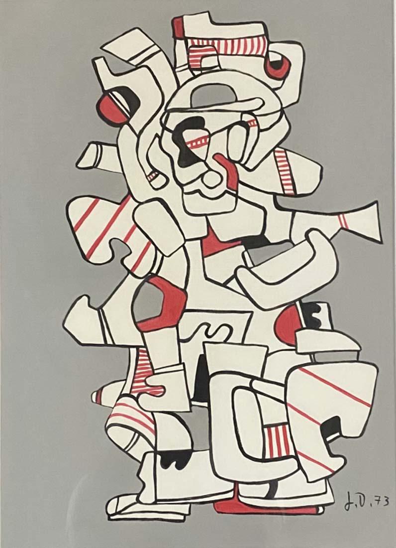 JEAN DUBUFFET OIL ON PAPER ABSTRACT PAINTING V$18,000 (1 of 3)