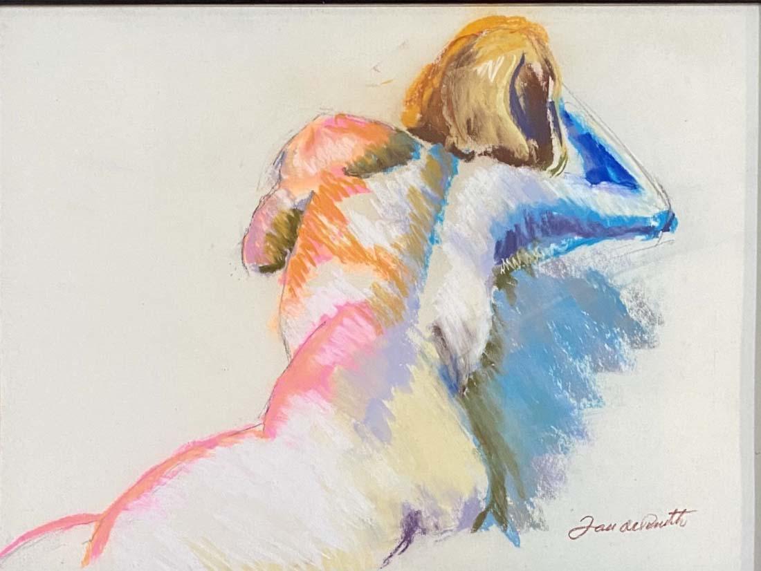JAN DE RUTH PASTEL ON PAPER NUDE SKETCH V$9,000: 22"WX17"H FRAMED, VERY GOOD CONDITION/"in the style of" Czech-American artist, Jan De Ruth is best known for his beautiful figurative paintings/Private collection, Liveauctioneers policy requires to s