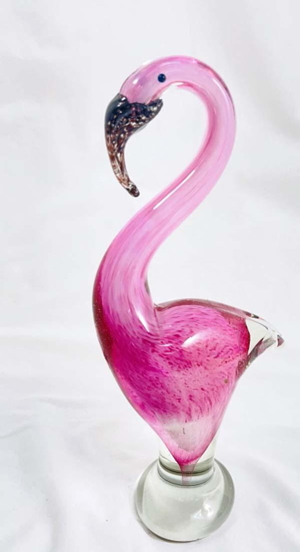 ELEGANT TALL PINK MURANO GLASS PENGUIN SCULPTURE: 12"H MINT CONDITION
