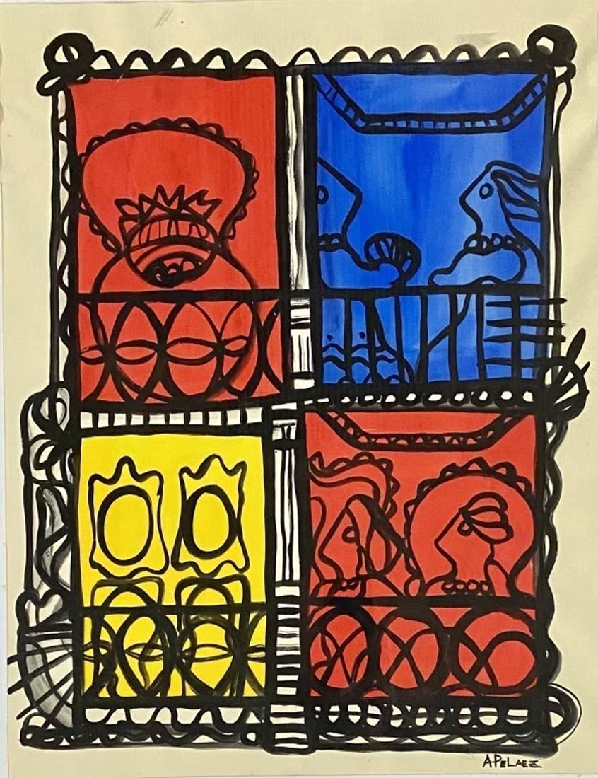 AMELIA PALEAZ OIL ON PAPER ABSTRACT V$16,000: MEASUREMENTS: 28"W BY 33"H VERY GOOD CONDITION FRAMED/"in the style of" Amelia PelÃez del Casal was an important Cuban painter. Amelia Peláez was born in 1896 in Yaguajay, in the former Cuban provin