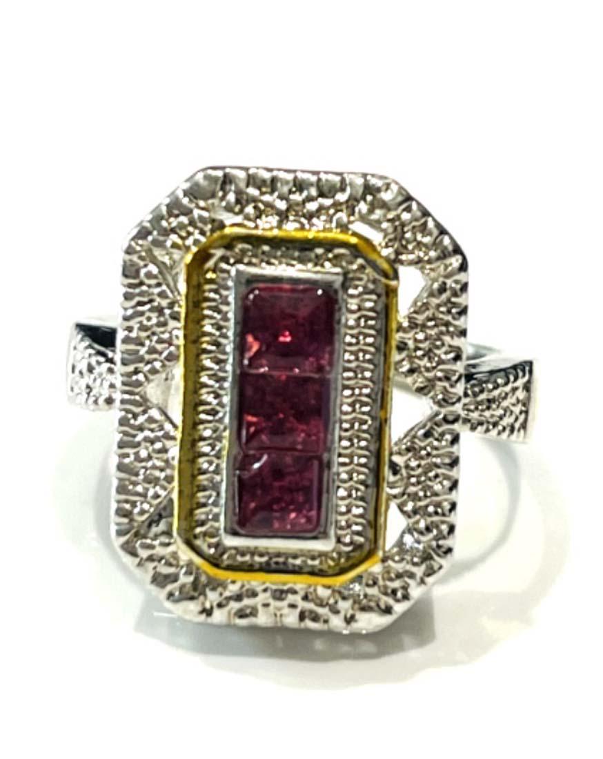 ANTIQUE STYLE GARNET 1CT ART DECO STERLING RING (1 of 1)