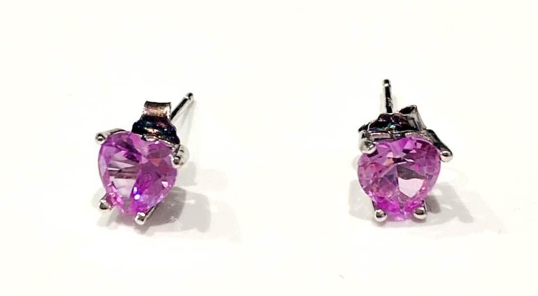 ELEGANT PINK TOPAZ 1CT HEART CUT EARRINGS (1 of 1)