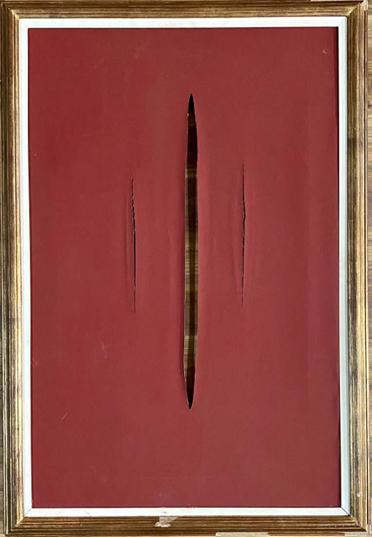 LUCIO FONTANA RED ABSTRACT OIL ON CANVAS V$27,000 (1 of 4)