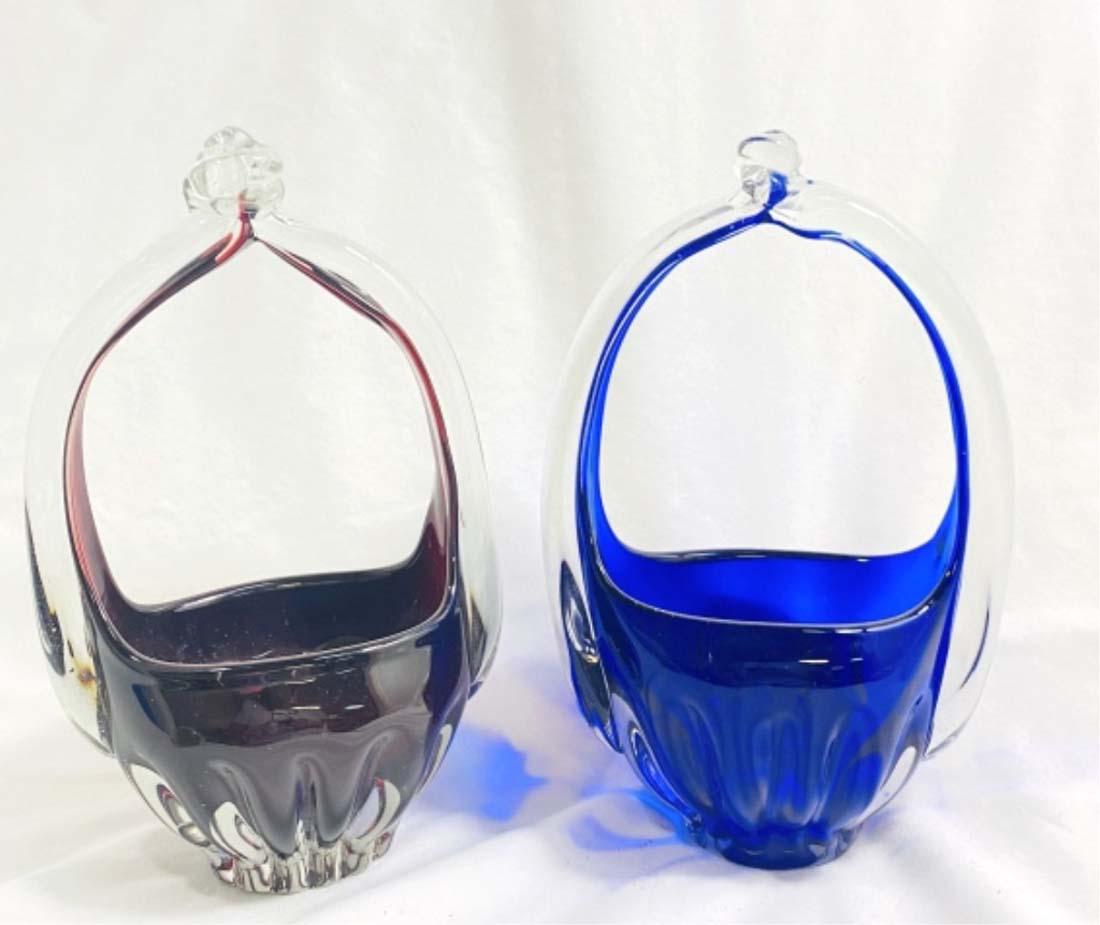 VINTAGE COLOR TO CLEAR MURANO ART GLASS BASKETS (1 of 1)