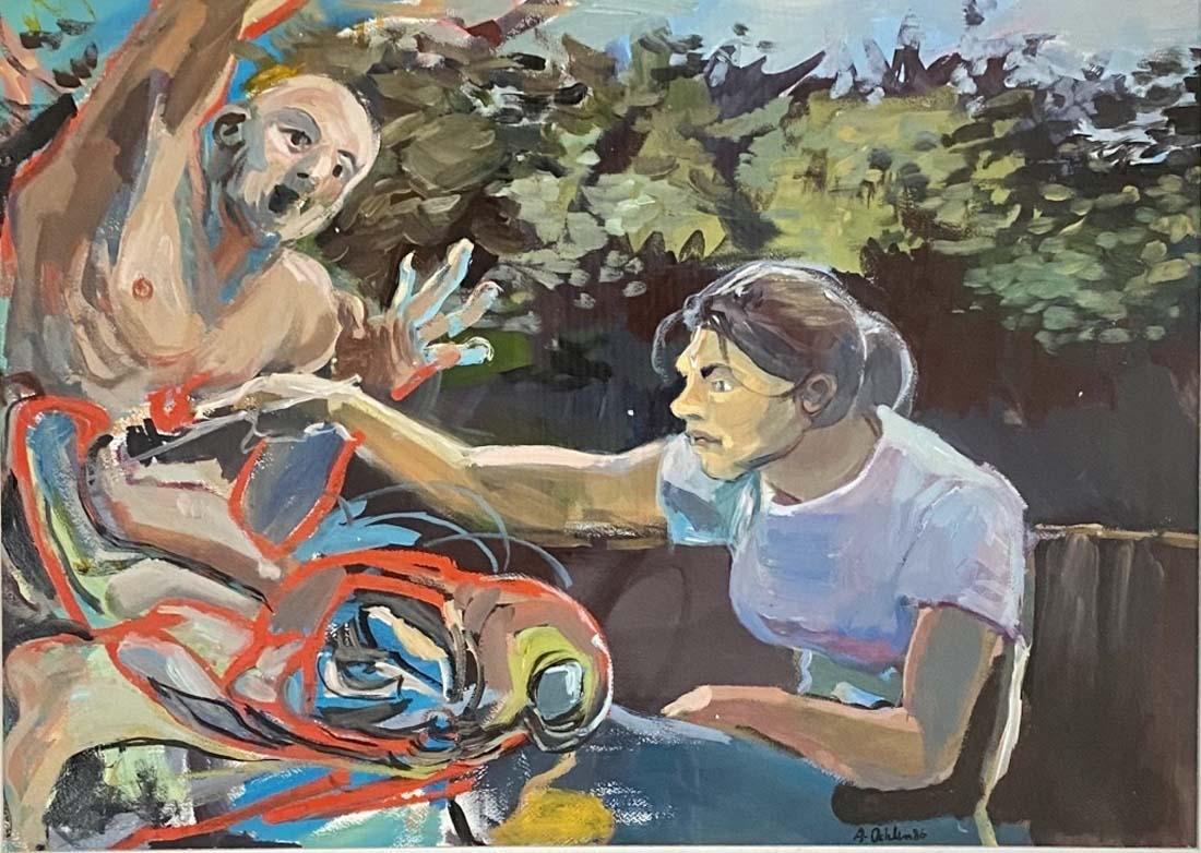 ALBERT OEHLEN FIGURATIVE MIXED MEDIA ON PAPER V$10,000 (1 of 3)