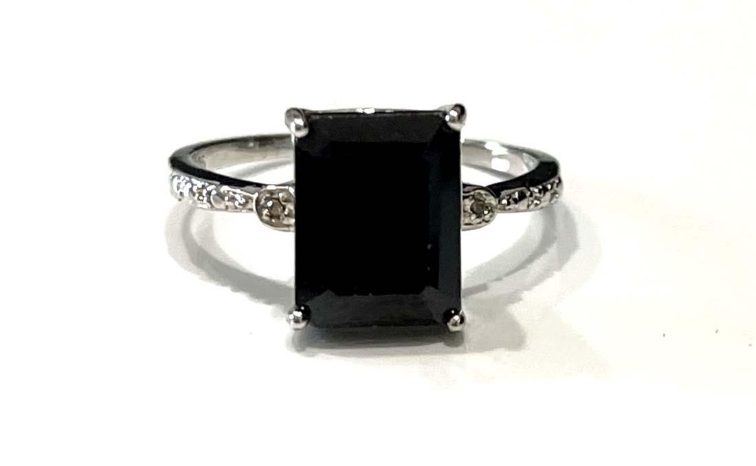 PRISTINE BLACK SAPPHIRE PRINCESS CUT 3CT STERLING RING (1 of 1)