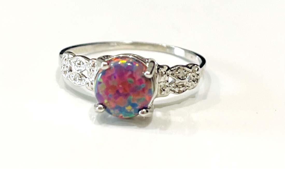 STUNNING RAINBOW FIRE OPAL 1CT FILIGREE STERLING RING (1 of 1)