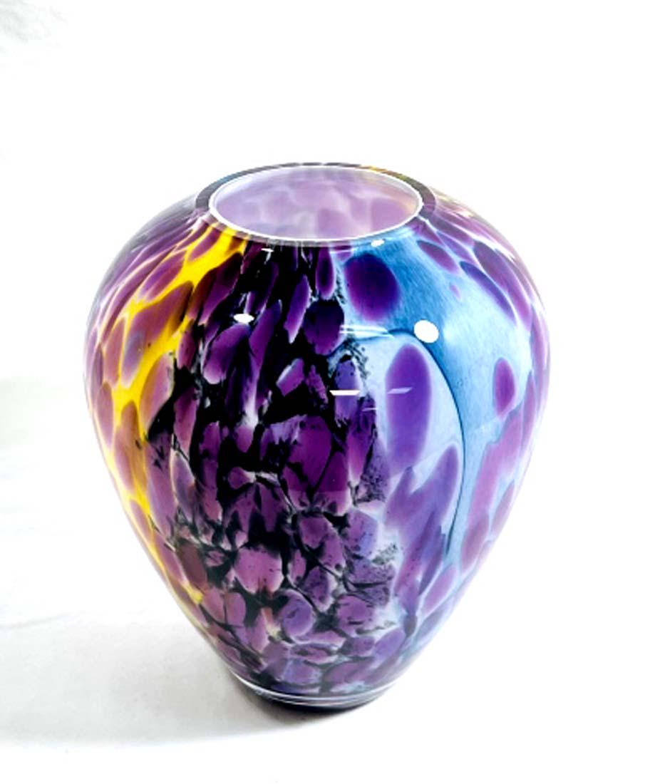 GORGEOUS MODERN POLISH GLASS MULTI COLOR GLASS VASE (1 of 1)