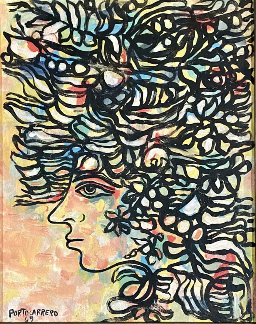 RENE PORTACARRERO ABSTRACT FIGURATIVE OIL ON CANVAS (1 of 4)