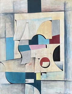 BEN NICHOLSON ABSTRACT MIXED MEDIA ON PAPER V$16,000: MEASUREMENTS:31"WX37"H FRAMED/MINT CONDITION/in the style of"Benjamin Lauder Nicholson, OM was an English painter of abstract compositions, landscape and still-life. Private collection, no documentati