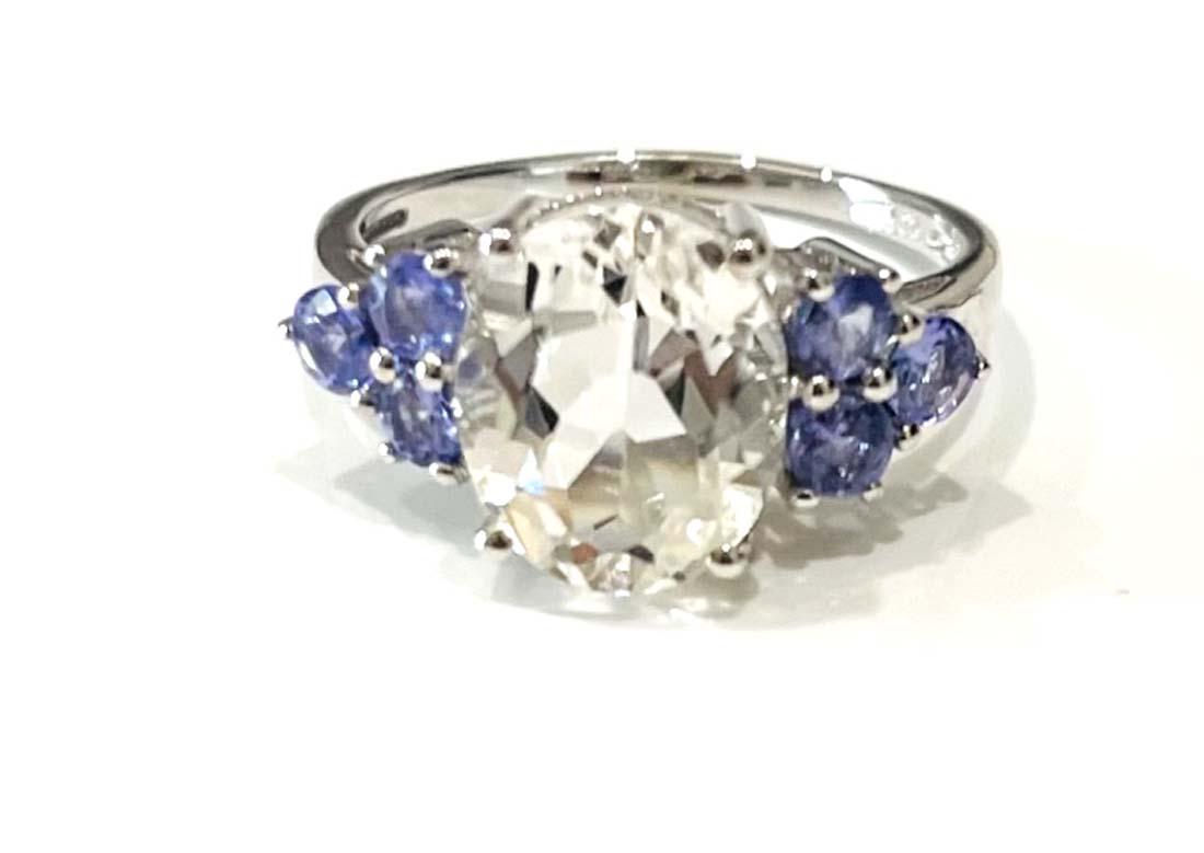 EXQUISITE GREEN AMETHYST/TANZANITE 4CT STERLING RING (1 of 1)