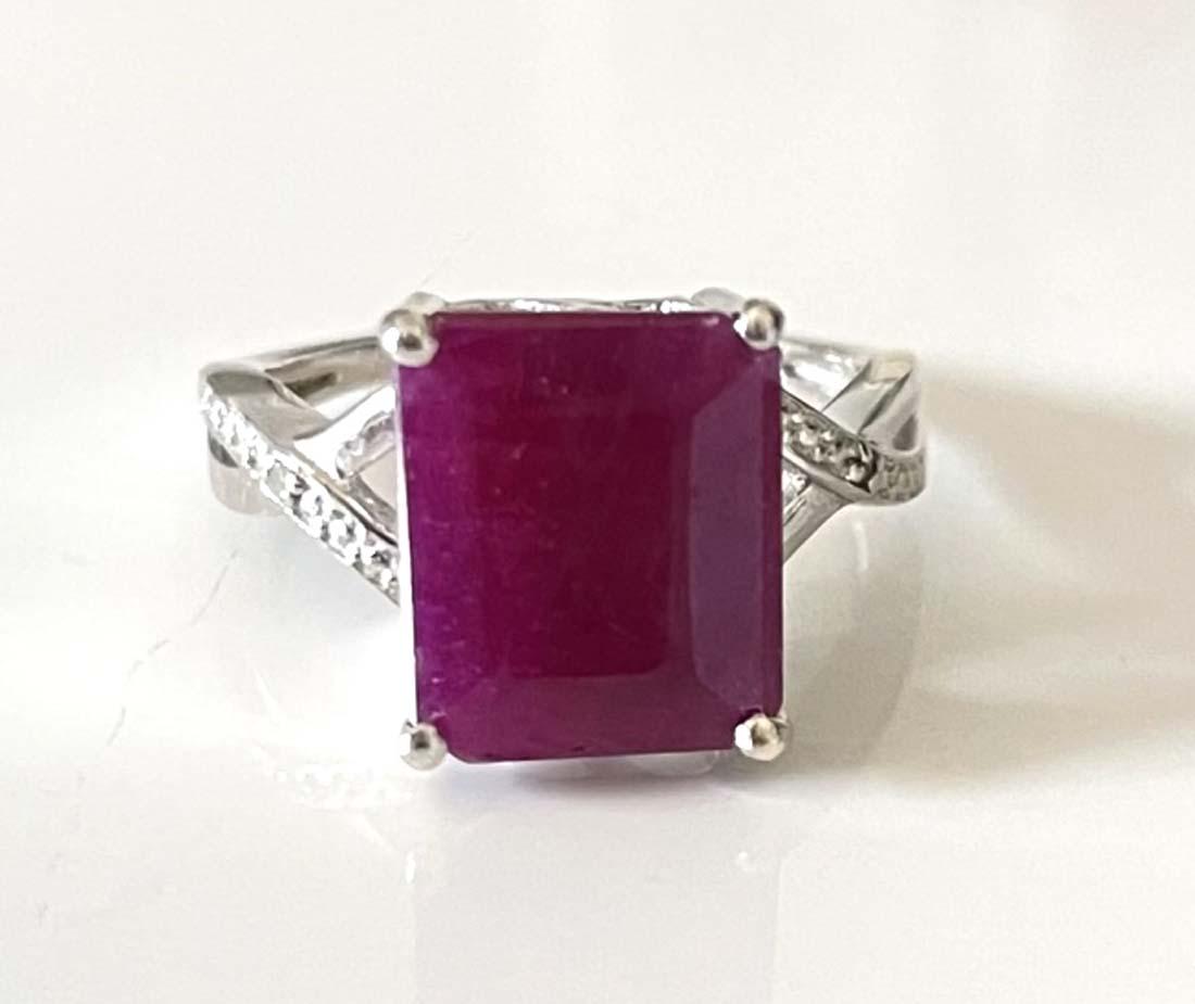 HUGE GENUINE 5CT RUBY GEMSTONE CRISS CROSS BAND RING (1 of 1)