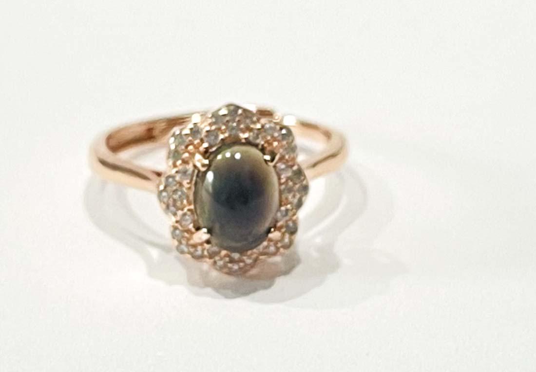 1CT UNIQUE ETHIOPIAN BLACK OPAL OVAL SET RING (1 of 1)