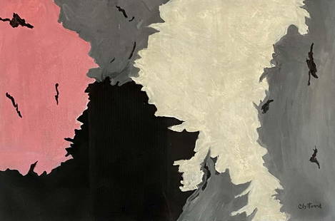 CLYFFORD STILL OIL ON PAPER ABSTRACT PAINTING V$20,000: MEASUREMENTS: 31"HX40"W FRAMED, MINT CONDITION "in the style of" Clyfford Still was an American painter, and one of the leading figures in the first generation of Abstract Expressionists, who develope