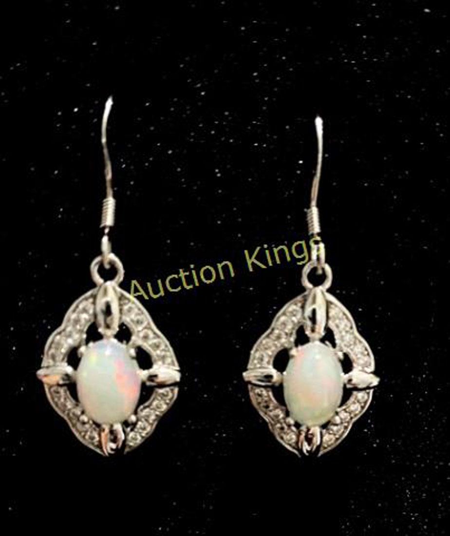 ELITE FILIGREE DANGLE FIRE OPAL STERLING EARRINGS (1 of 1)