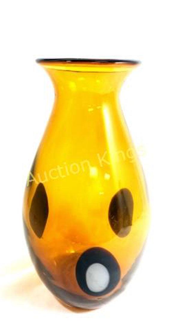 AMAZING MURANO AMBER GLASS LARGE SPOT DECO VASE (1 of 1)