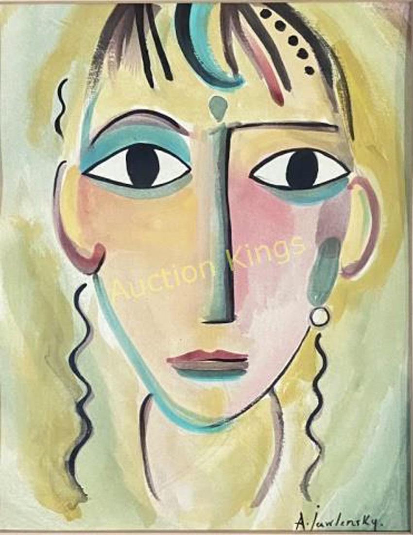 ALEXEJ VON JAWLENSKY FIGURATIVE WATERCOLOR ON PAPER (1 of 3)