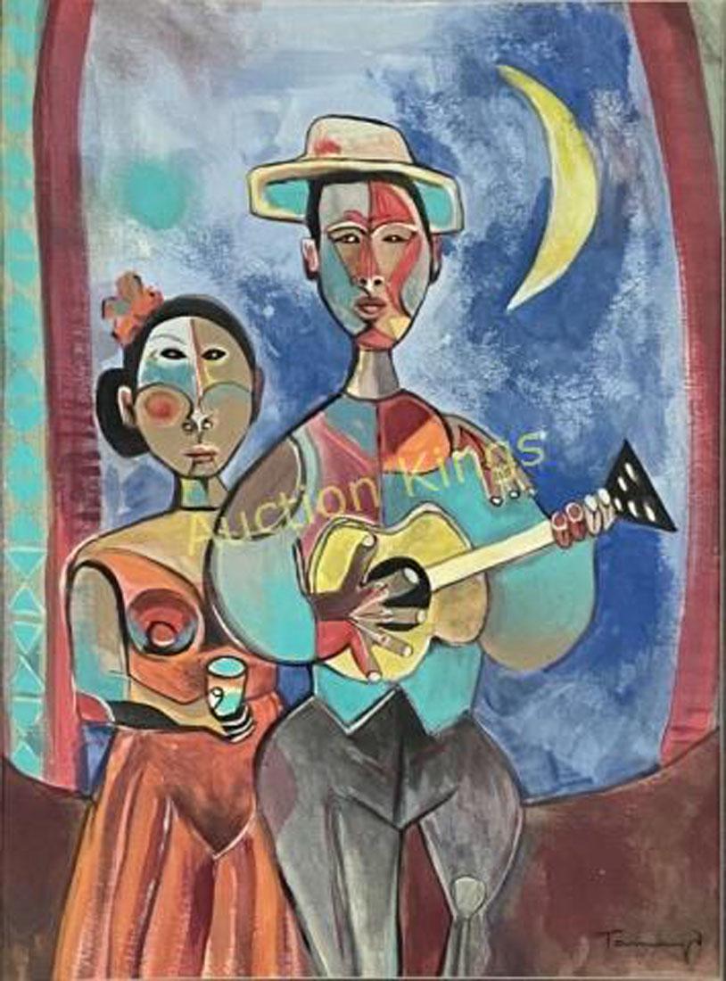 RUFINO TAMAYO MIXED MEDIA ON PAPER V$24,000: MEASUREMENTS:25"WX31"H FRAMED MINT CONDITION"in the style of" Rufino del Carmen Arellanes Tamayo was a Mexican painter of Zapotec heritage. Rufino Tamayo, along with other muralists such as Rivera, Or