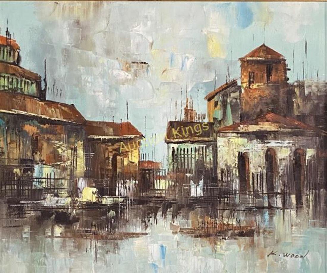 K. WOOD OIL ON CANVAS LANDSCAPE PAINTING V$15,000 (1 of 4)