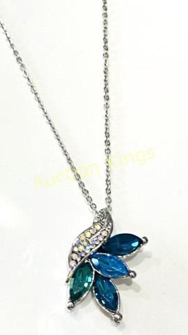 STUNNING AQUAMARINE ART DECO CRYSTAL PENDANT NECKLACE (1 of 1)