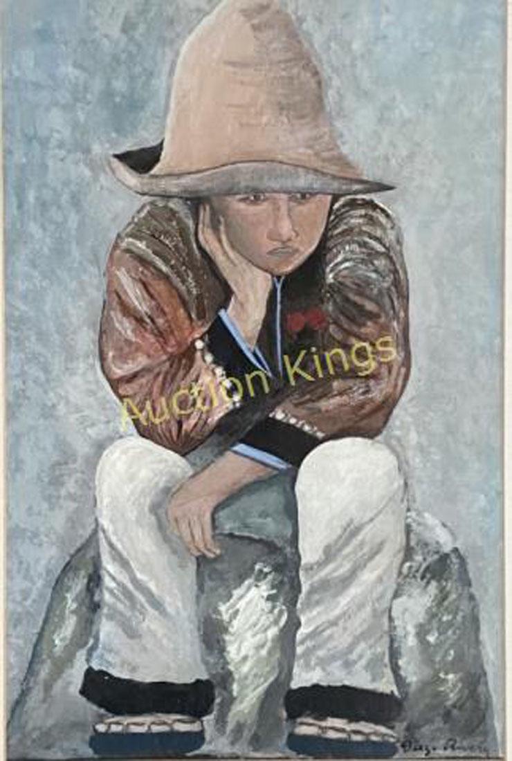 DIEGO RIVERA OIL ON PAPER FIGURATIVE V$18,000 (1 of 3)