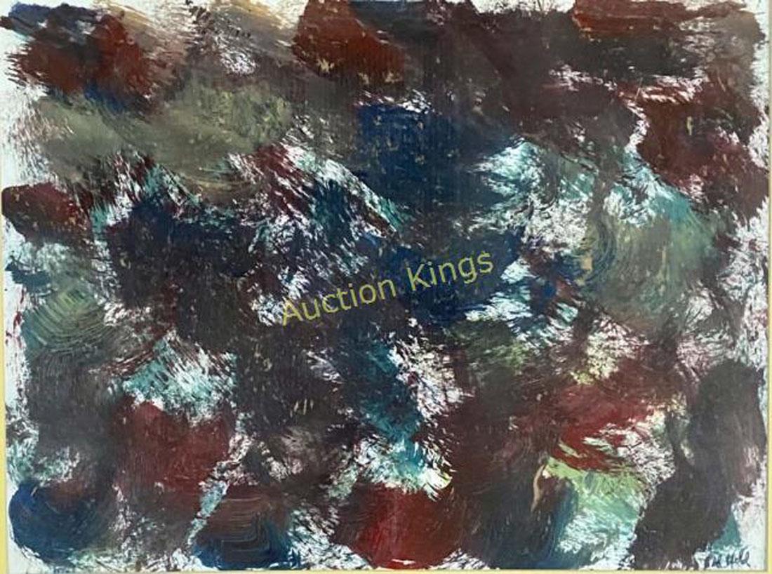 AL HELD ABSTRACT EXPRESSIONIST OIL ON PAPER V$8,000: MEASUREMENTS:22"WX28"H ,FRAMED,MINT CONDITION/"in the style of" Al Held was an American Abstract expressionist painter. He was particularly well known for his large scale Hard-edge paintings. As an ar