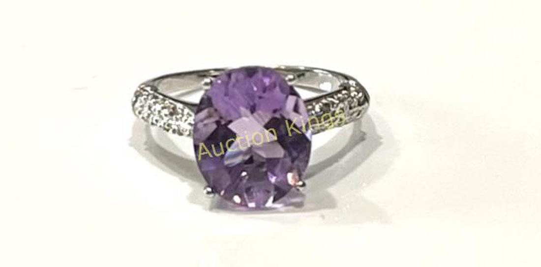 HUGE 5CT OVAL SET LAVENDER AMETHYST STERLING SOLITIAIRE (1 of 1)