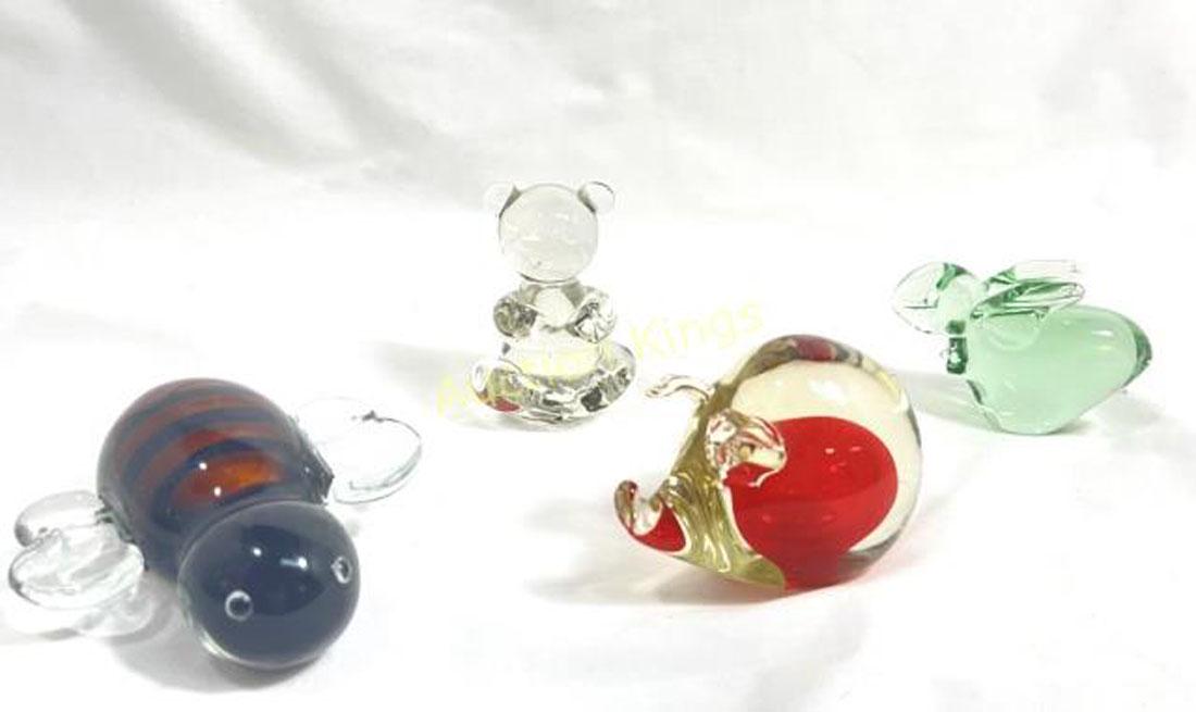 LOT OF 4 VINTAGE COLLECTIBLE ART GLASS ANIMALS (1 of 1)