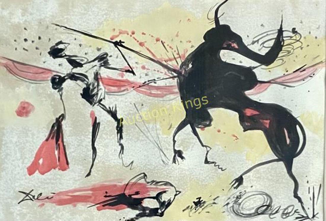 SALVADOR DALI FIGURATIVE MIXED MEDIA ON PAPER V$18,000: MEASUREMENTS: 21"HX27"W FRAMED, VERY GOOD CONDITION/"in the style of"Salvador Domingo Felipe Jacinto DalÃ­ i DomÃ¨nech, 1st Marquess of DalÃ­ of PÃºbol gcYC was a Spanish surrealist artist ren