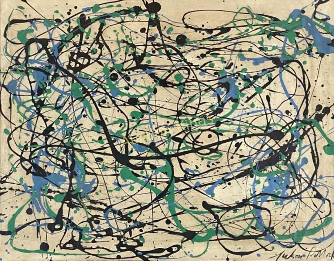 JACKSON POLLOCK OIL ON PAPER ABSTRACT PAINTING V$30,000 (1 of 3)