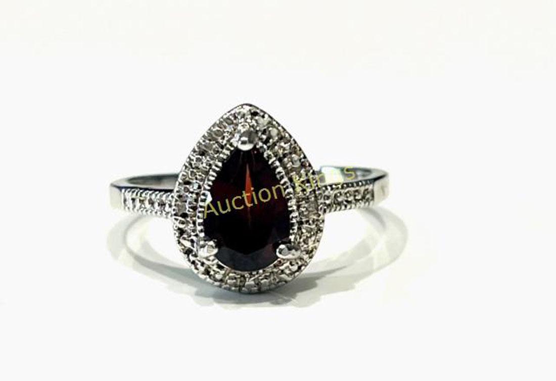 STELLAR 2CT GARNET MARQUIS CUT GEMSTONE STERLING RING (1 of 1)