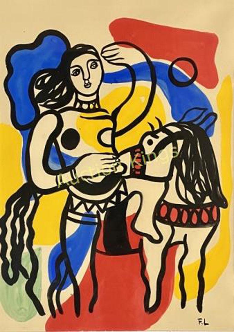FERNAND LEGER ABSTRACT FIGURATIVE OIL ON PAPER V$15,000 (1 of 3)