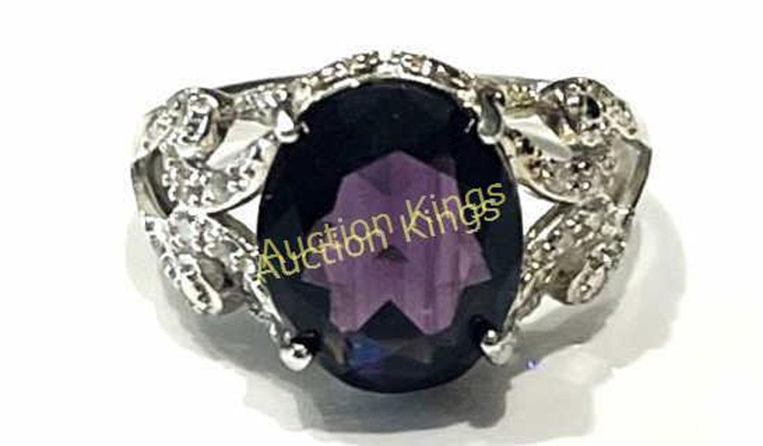 HUGE 6CT FACETED OVAL LAVENDER AMETHYST FILIGREE RING (1 of 1)