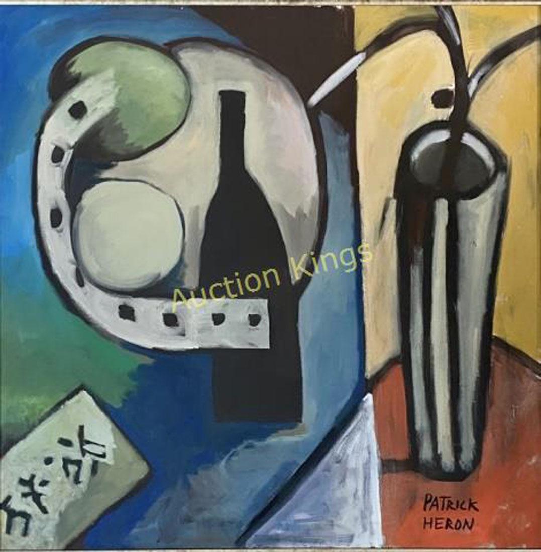 PATRICK HERON OIL ON CANVAS V$42,000: MEASUREMENTS:34"WX35"H FRAMED/MINT CONDITION/"in the style of"Patrick Heron CBE was a British abstract and figurative artist, critic, writer, and polemicist, who lived in Zennor, Cornwall. Heron was r