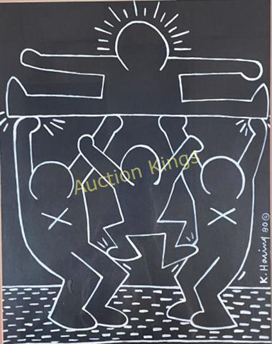 KEITH HARING ABSTRACT OIL ON PAPER PAINTING V$48,000 (1 of 3)