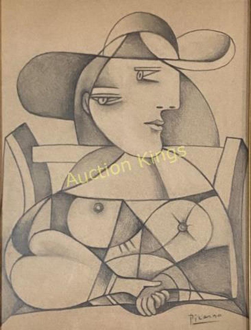PABLO PICASSO ABSTRACT FIGURATIVE PENCIL DRAWING (1 of 3)