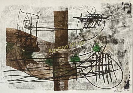 JOHN FERREN ABSTRACT OIL ON PAPER V$51,000: MEASUREMENTS:36"WX27"H FRAMED, MINT CONDITION/"in the style of"John Millard Ferren was an American artist and educator. He was active from 1920 until 1970 in San Francisco, Paris and New York City. In