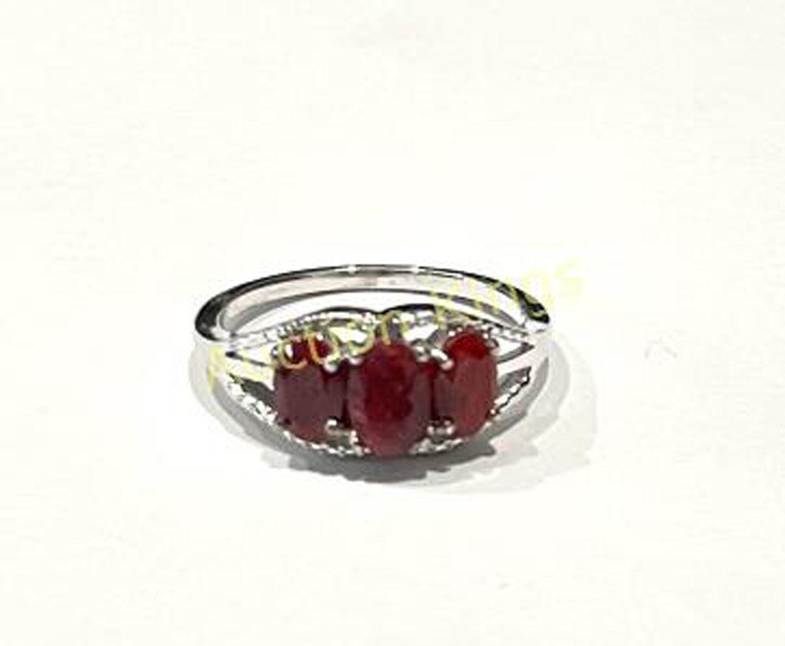 TRIPLE SET 1.5CT RUBY GEMSTONE STERLING ESTATE RING (1 of 1)