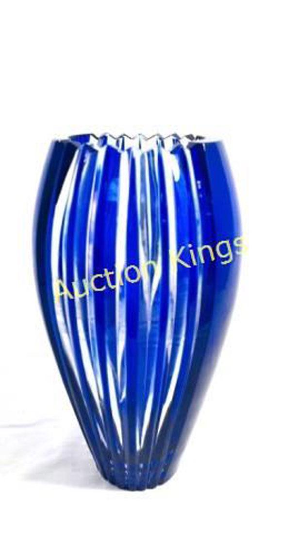 FANTASTIC BOHEMIA COBALT/CLEAR LEAD CRYSTAL VASE (1 of 1)