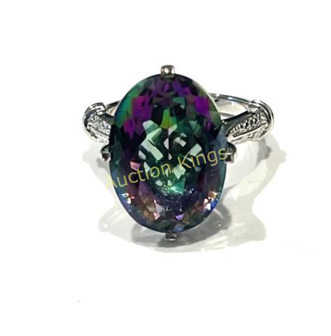 HUGE OUTSTANDING 10CT RAINBOW TOPAZ COCKTAIL RING (1 of 1)