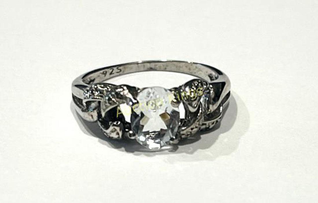 CLASSIC BLUE TOPAZ GEMSTONE 1CT ROUND SET RING (1 of 1)