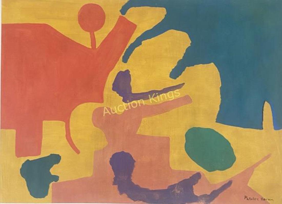 PATRICK HERON OIL ON PAPER ABSTRACT V$36,000: MEASUREMENTS:22"HX29"W NO FRAME,MINT CONDITION/"in the style of" Patrick Heron CBE was a British abstract and figurative artist, critic, writer, and polemicist, who lived in Zennor, Cornwall. Heron wa