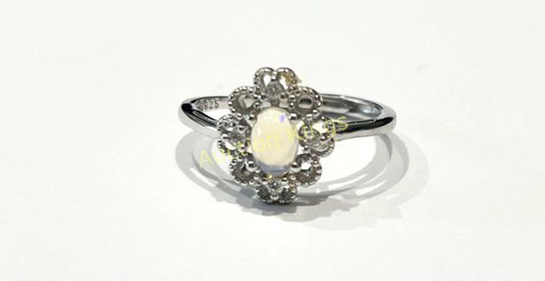 PRETTY FILIGREE FIRE OPAL STERLING SILVER RING (1 of 1)